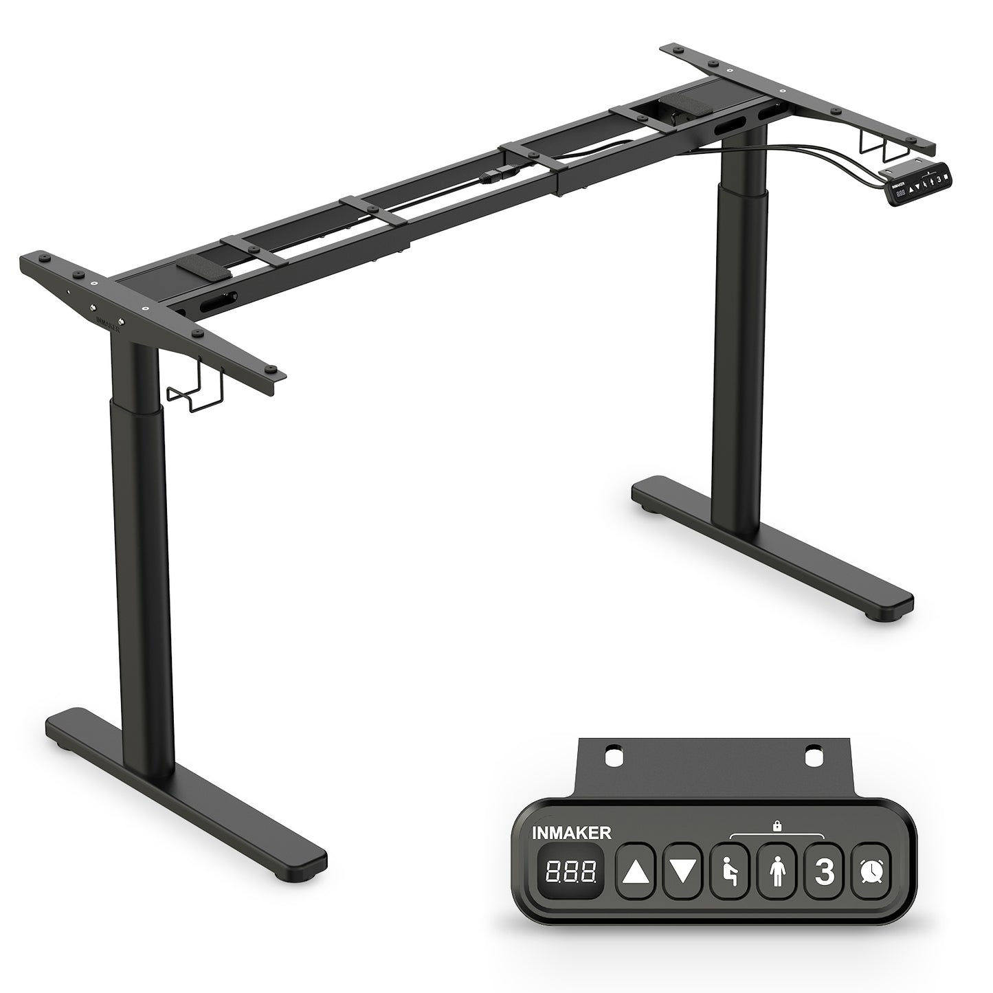 INMAKER Sit-Stand Workstations, 2 Height Version Adjustable Desk Legs, Dual Motors Sit Stand Desk Frame, Electric Desk Base for Desktop 43.3" to 70.8"(Frame only)