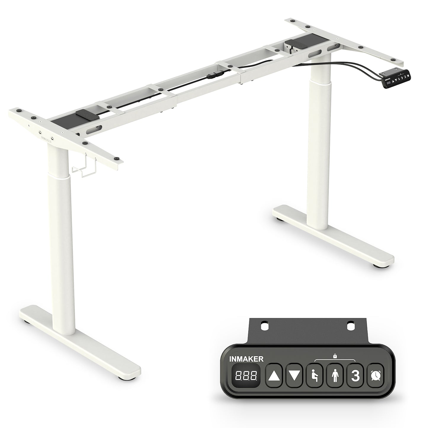 INMAKER Sit-Stand Workstations, 2 Height Version Adjustable Desk Legs, Dual Motors Sit Stand Desk Frame, Electric Desk Base for Desktop 43.3" to 70.8"(Frame only)